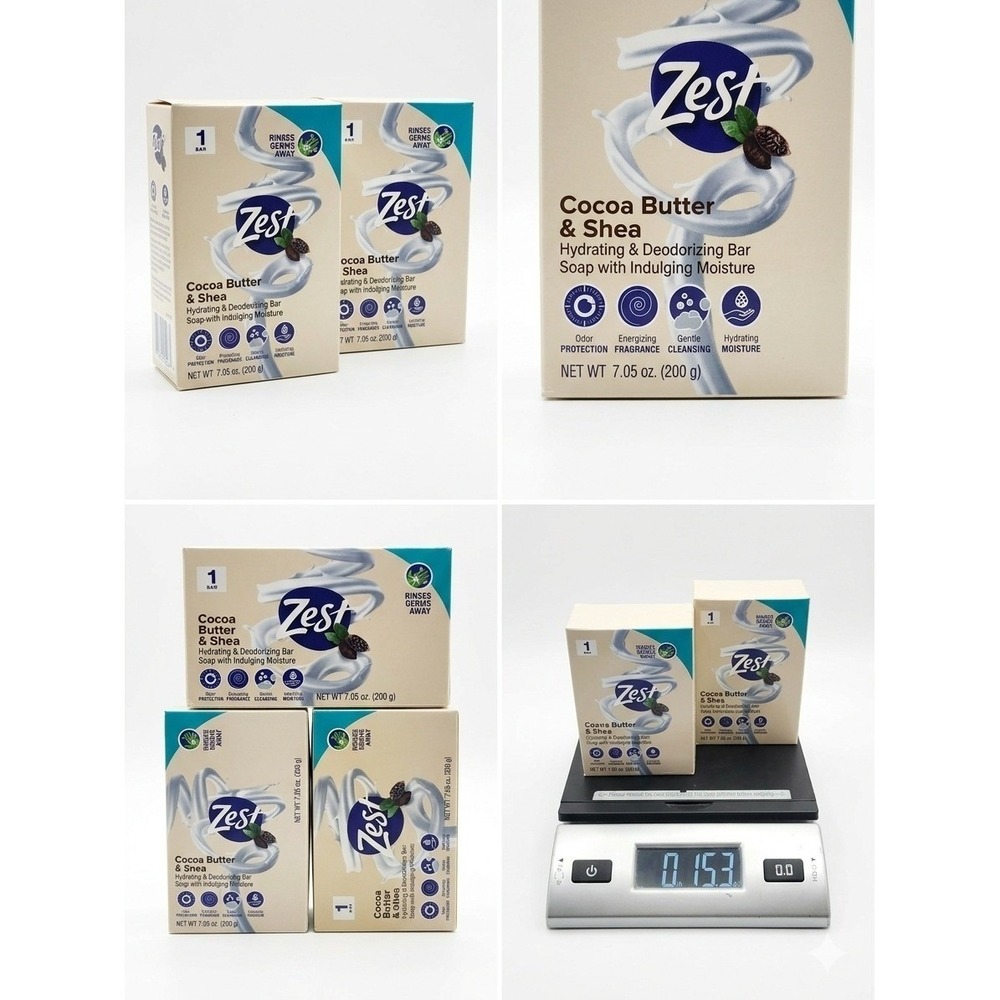Zest Cocoa Butter & Shea Hydrating & Deodorizing Bar Soap 7.05 oz - Pack of 2